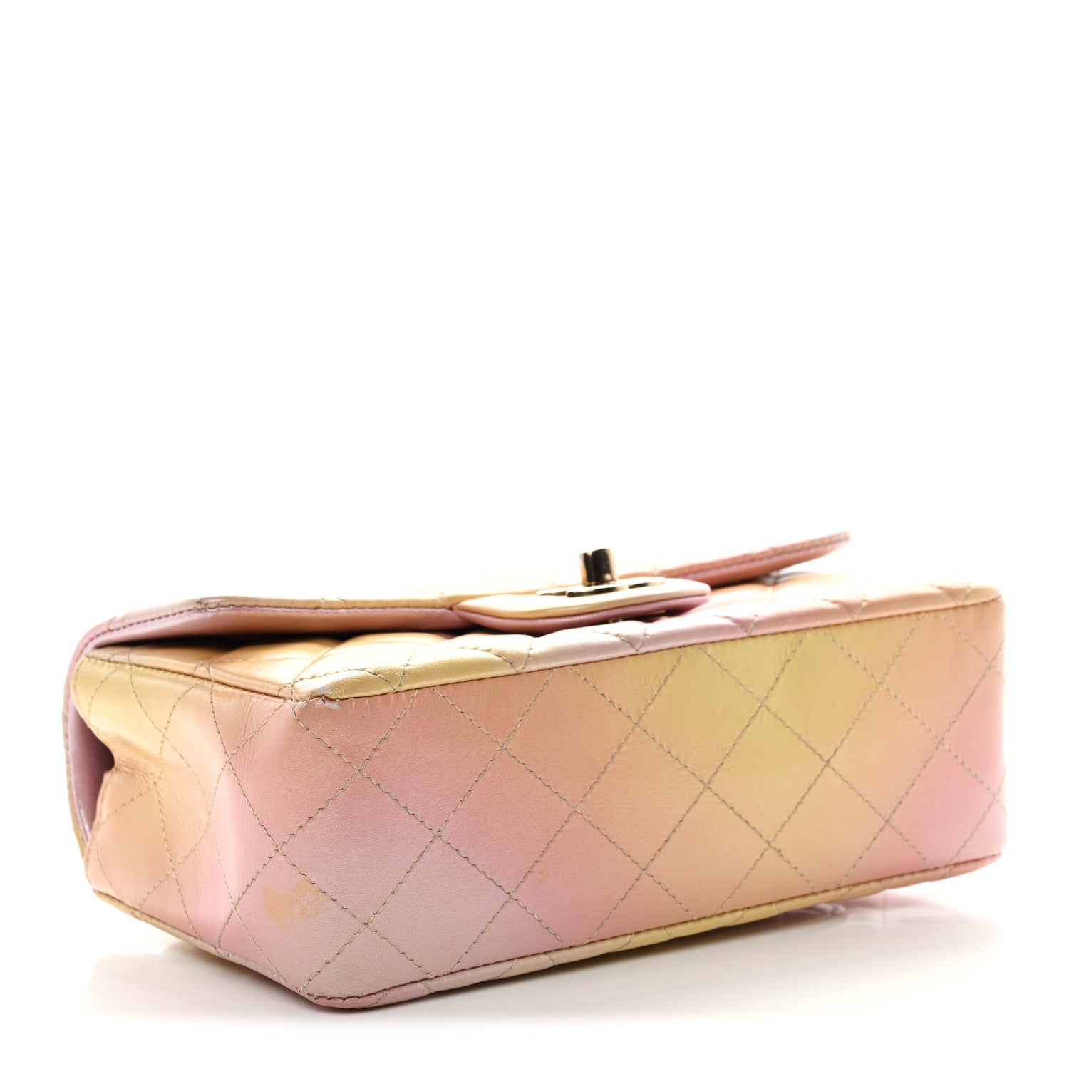 Chanel Lambskin Quilted Tie Dye Ombre Mini Rectangular Flap Yellow Multicolor 4 of 13