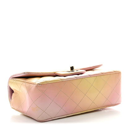 Chanel Lambskin Quilted Tie Dye Ombre Mini Rectangular Flap Yellow Multicolor 4 of 13