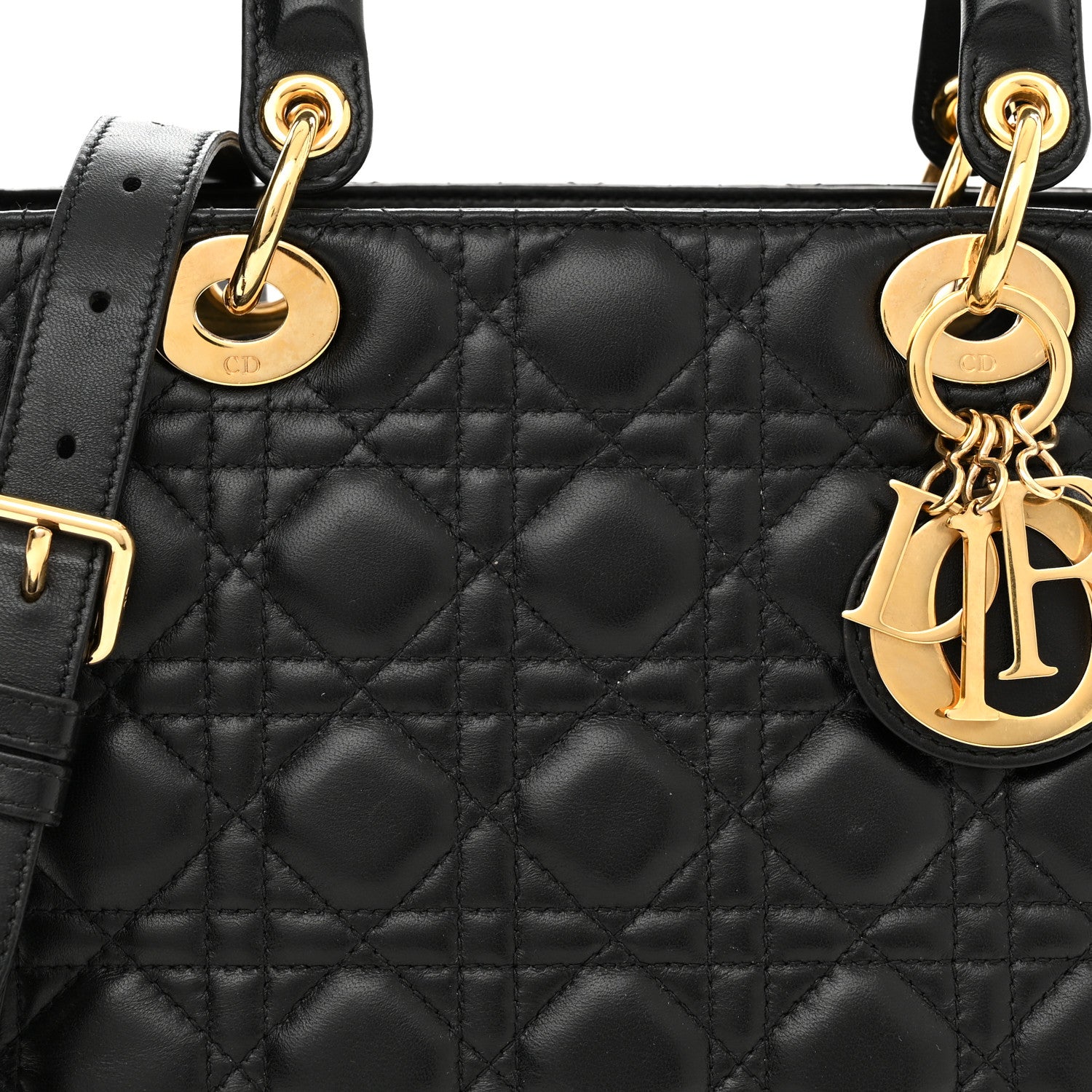 Christian Dior Lambskin Cannage Medium Lady Dior Black 8 of 10