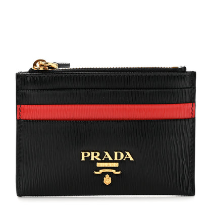 Prada Vitello Move Zip Top Card Holder Black Lacca 1 of 6
