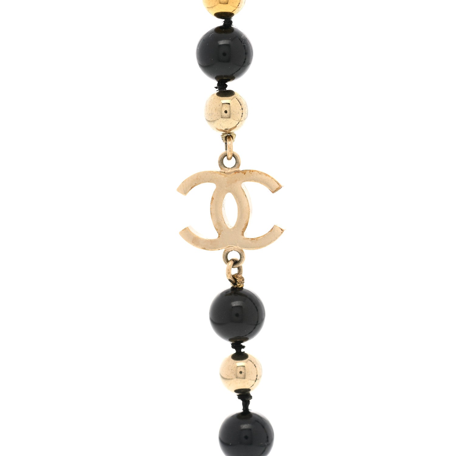 Chanel Beaded CC Long Necklace Black Gold 4 of 5