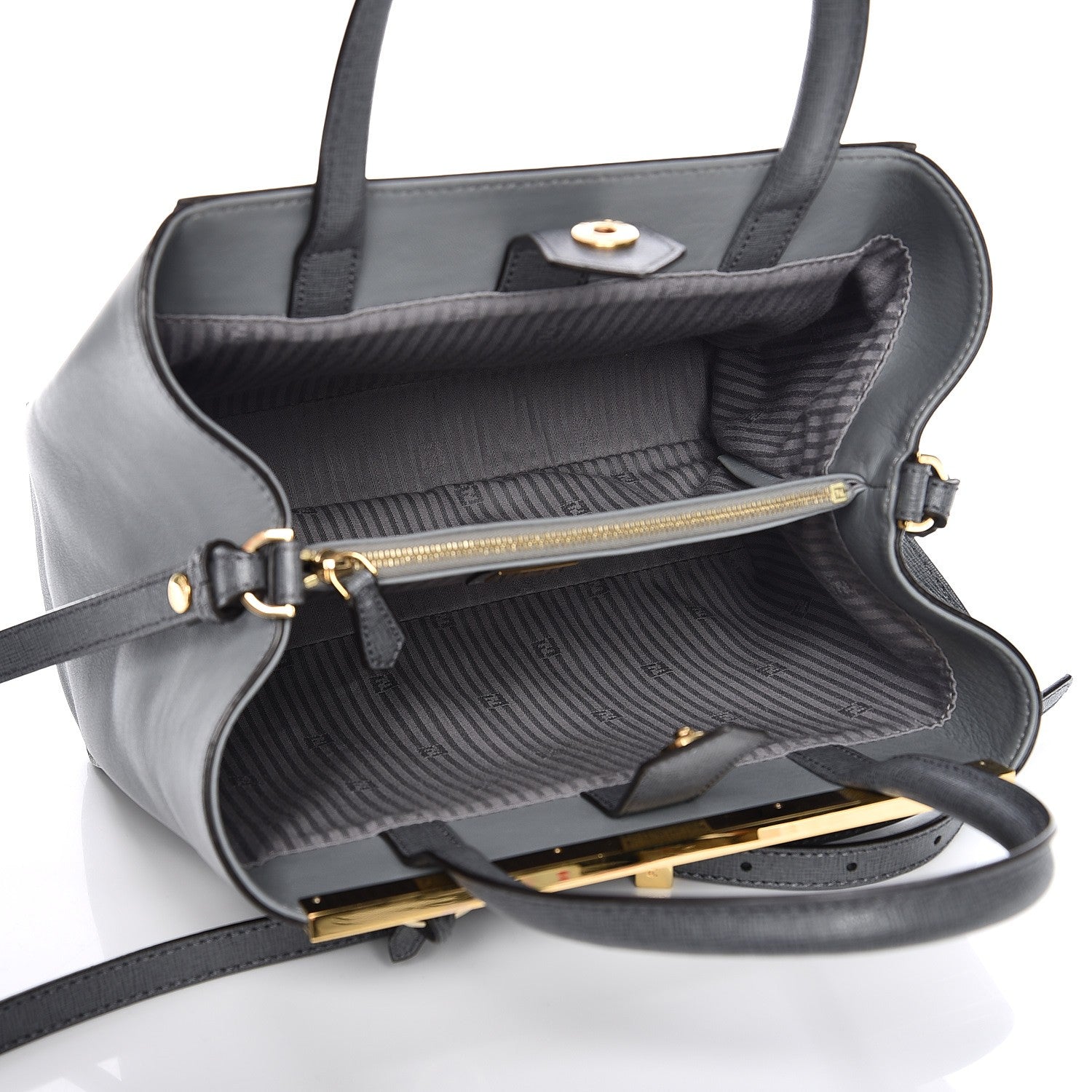 Fendi Vitello Elite Petite 2Jours Tote Grigio Grigio Chiaro 5 of 8