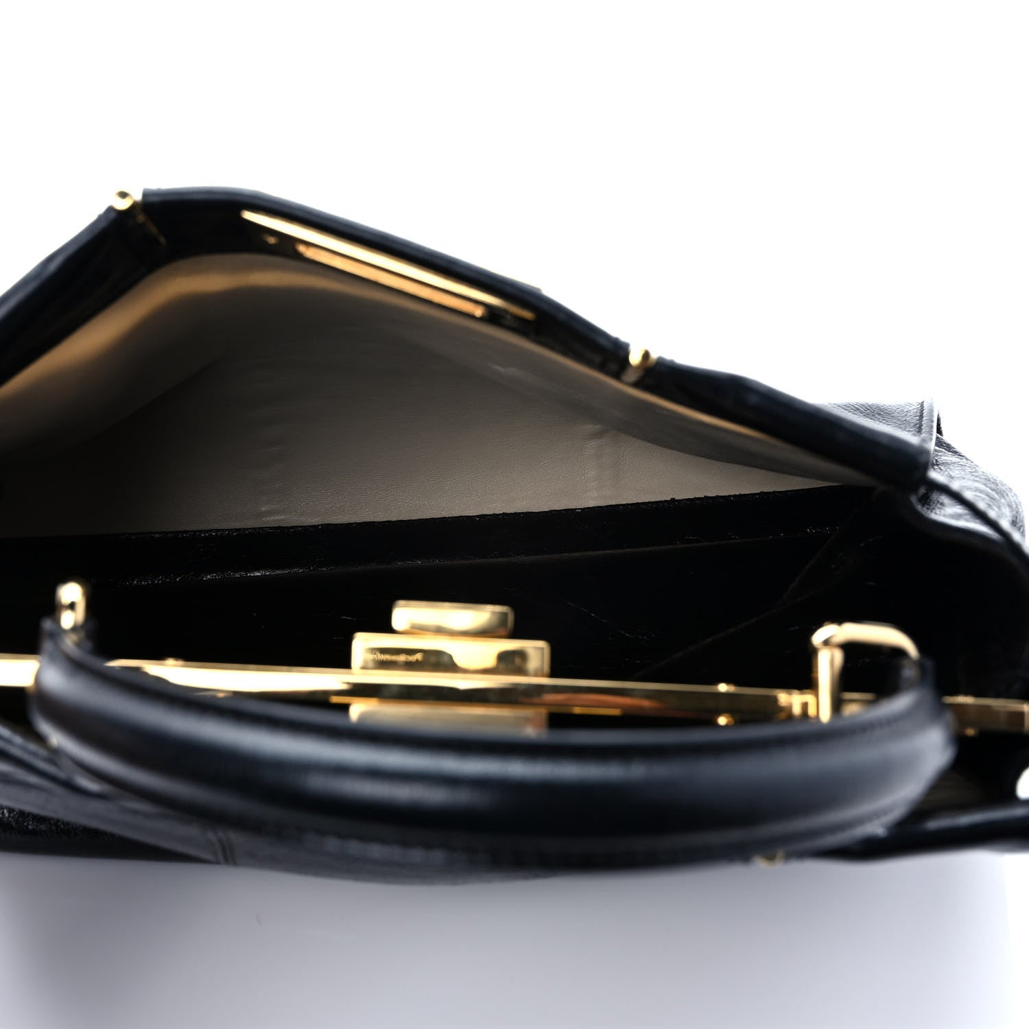 Fendi Agnello Old Shine Medium Peekaboo Iconic Satchel Black 8 of 17