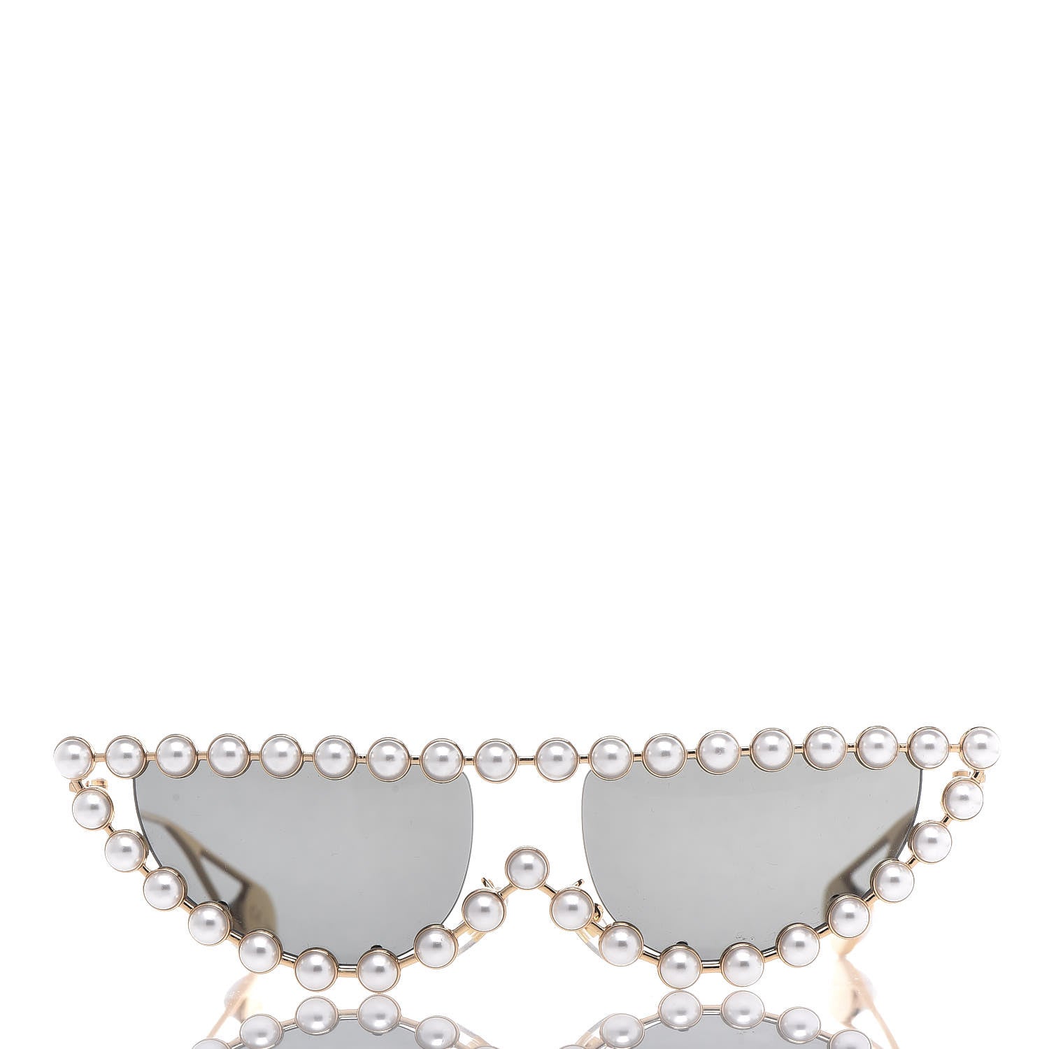 Gucci Metal Pearl Cat Eye Sunglasses GG0364S Gold 2 of 8