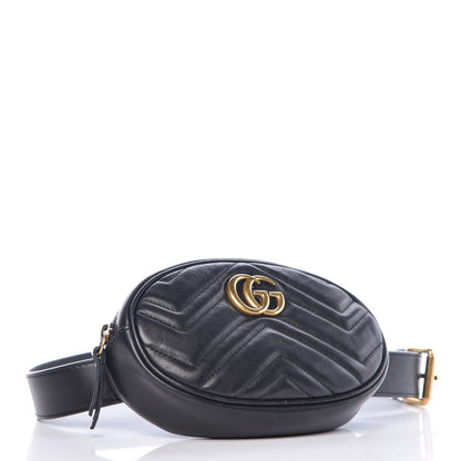 Gucci Calfskin Matelasse GG Marmont Belt Bag 85 34 Black 4 of 12