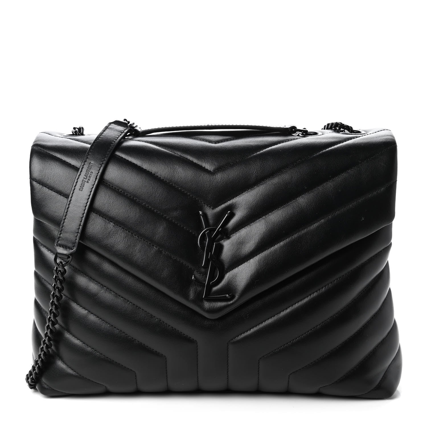 Saint Laurent Calfskin Y Quilted Monogram Medium Loulou Chain Satchel Black 1 of 10