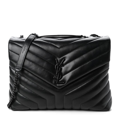 Saint Laurent Calfskin Y Quilted Monogram Medium Loulou Chain Satchel Black 1 of 10