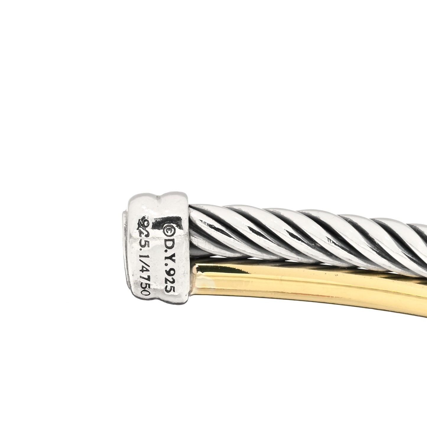 Sterling Silver 18K Yellow Gold 3mm Crossover Cuff Bracelet