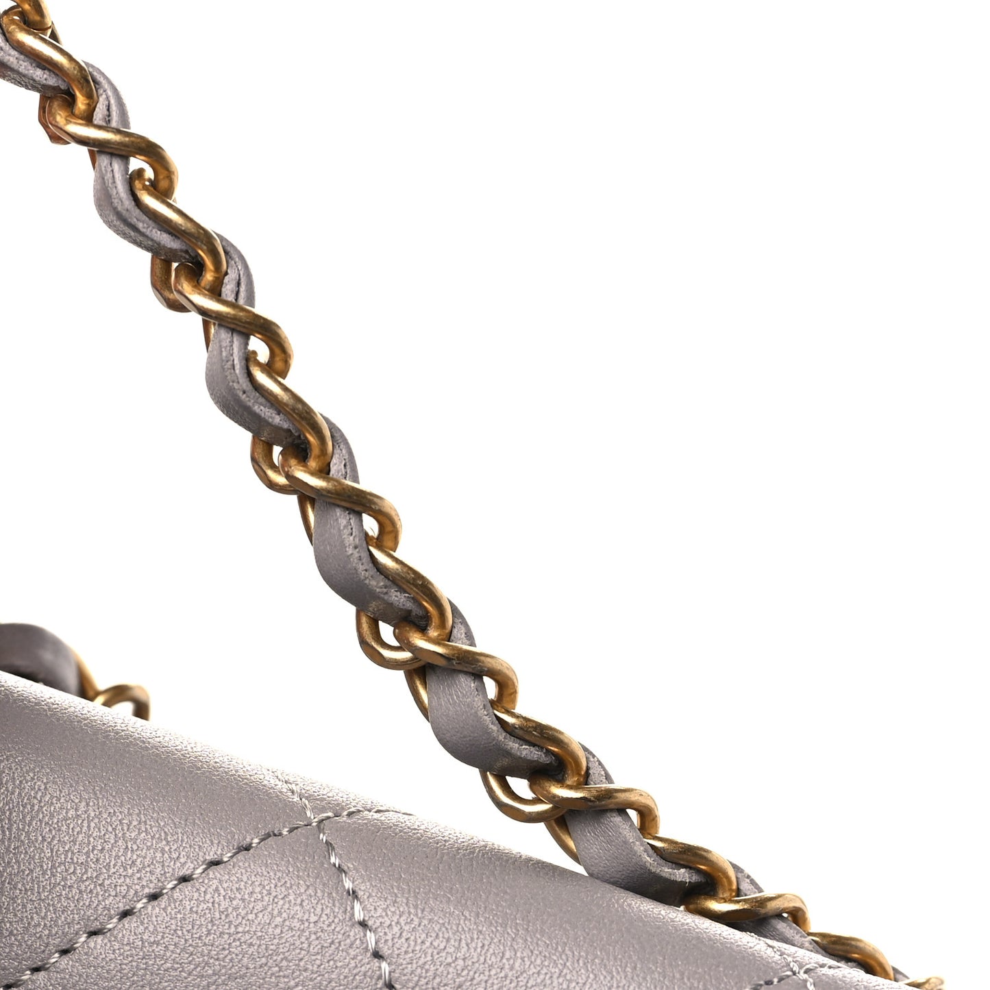 Calfskin Stitched Chain Flap Grey
