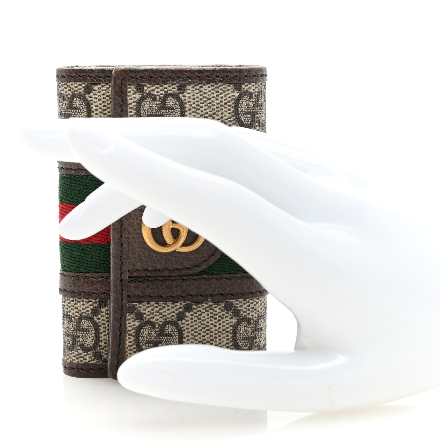 GG Supreme Monogram Web Ophidia 6 Key Holder Case Beige New Acero