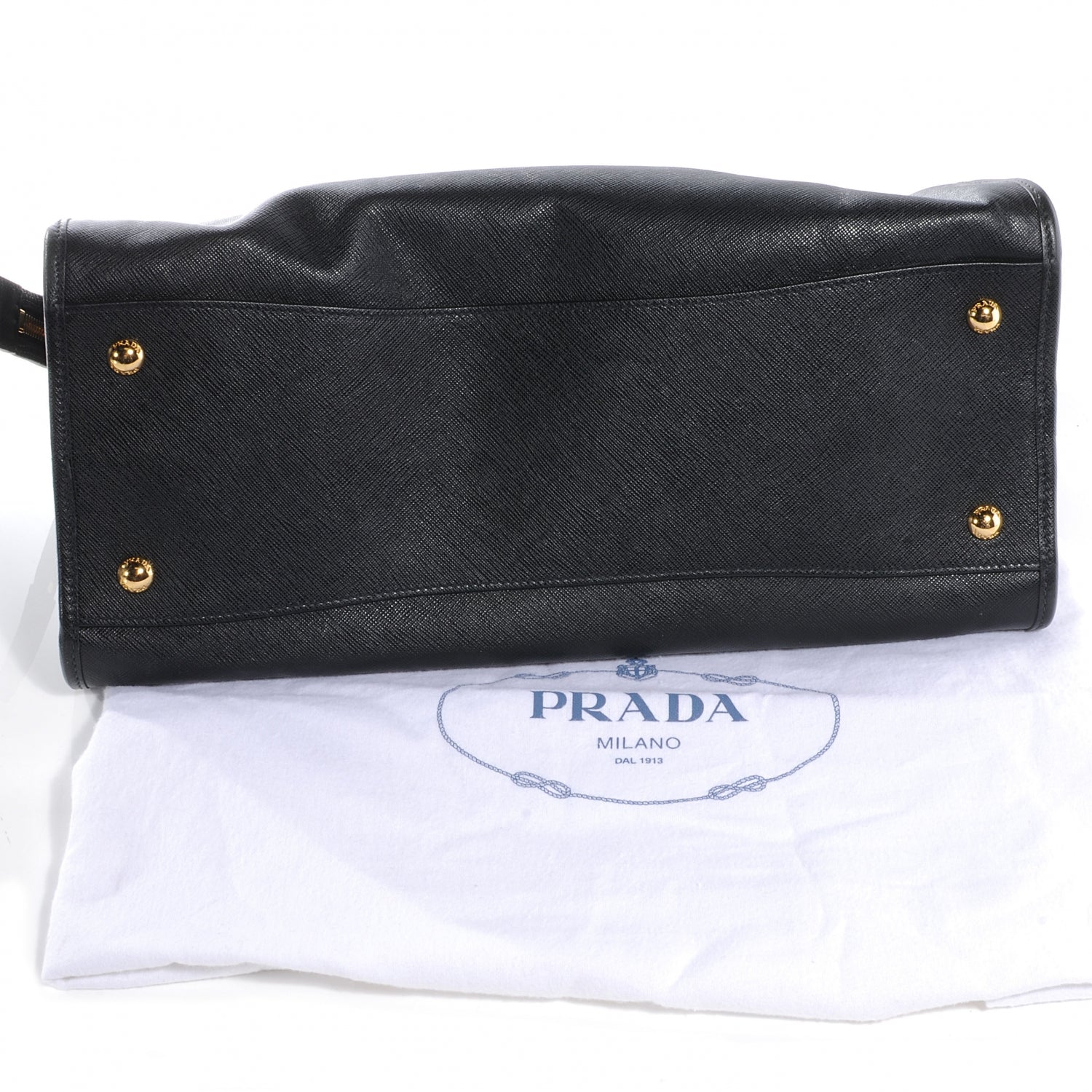 Prada Saffiano Cuir Top Handle Dome Tote Black 9 of 9