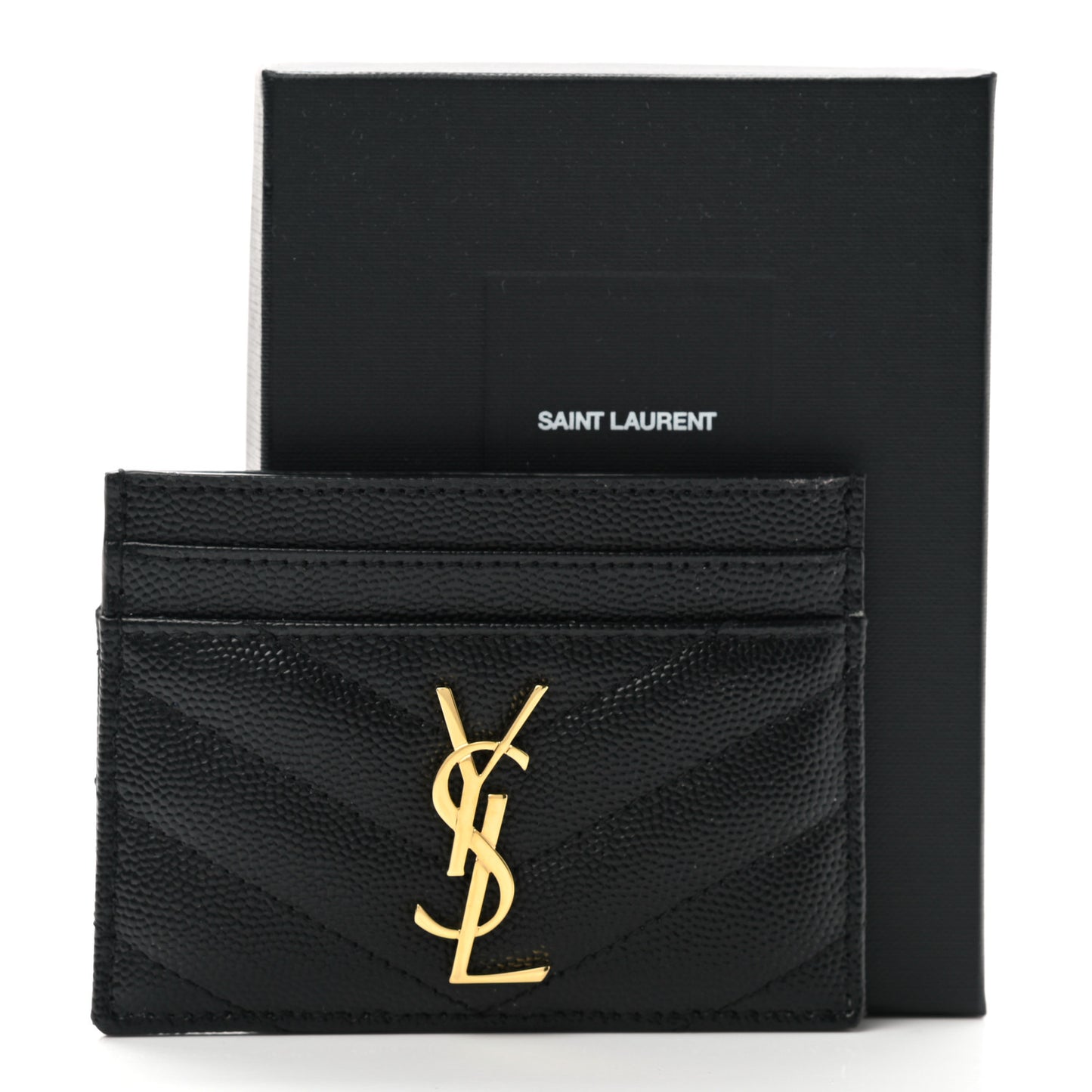 Grain De Poudre Matelasse Chevron Monogram Credit Card Case Black