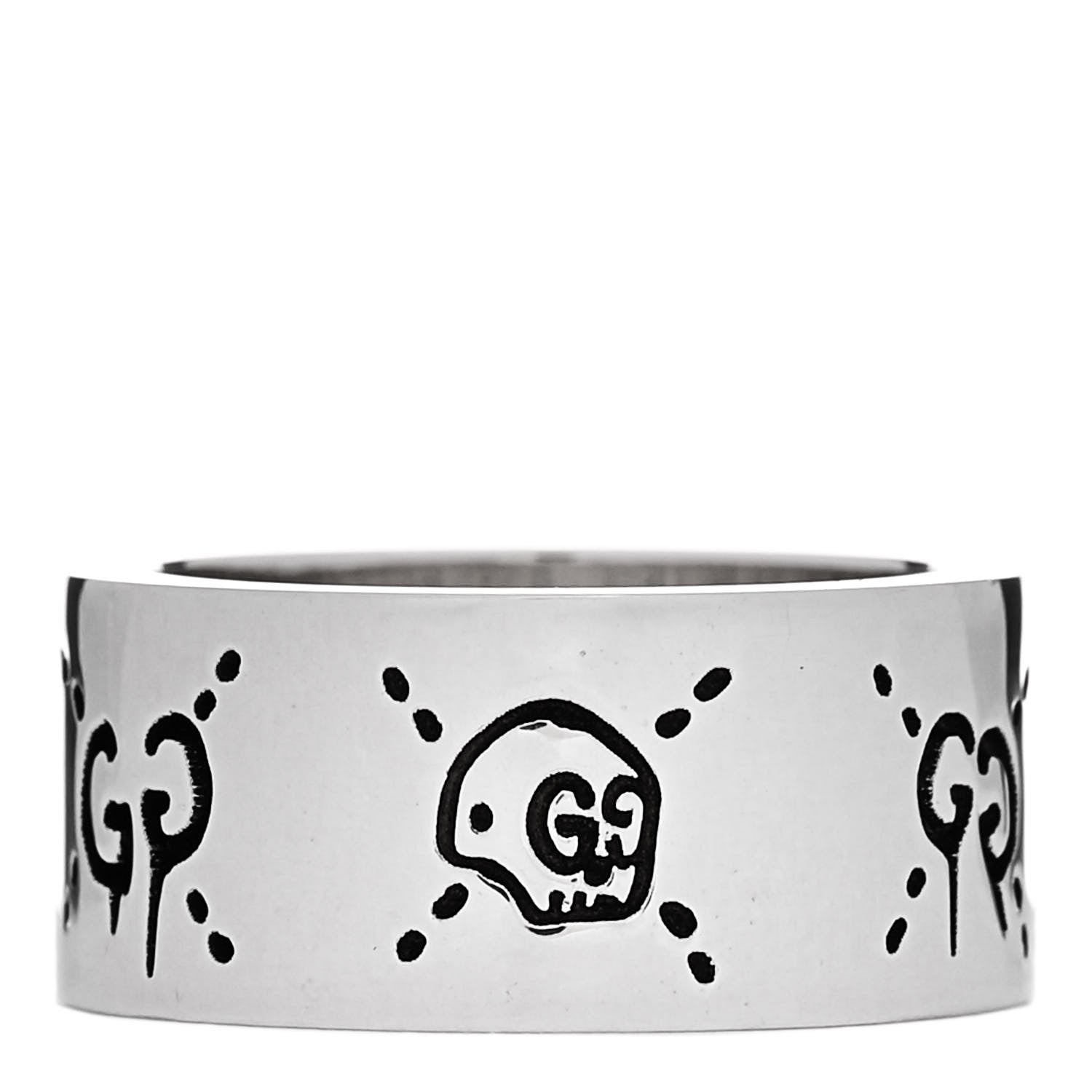 Gucci Sterling Silver GucciGhost Hamlet Skull Band Ring 52 6 1 of 5