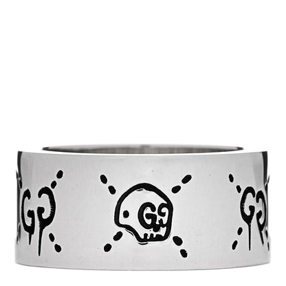 Gucci Sterling Silver GucciGhost Hamlet Skull Band Ring 52 6 1 of 5