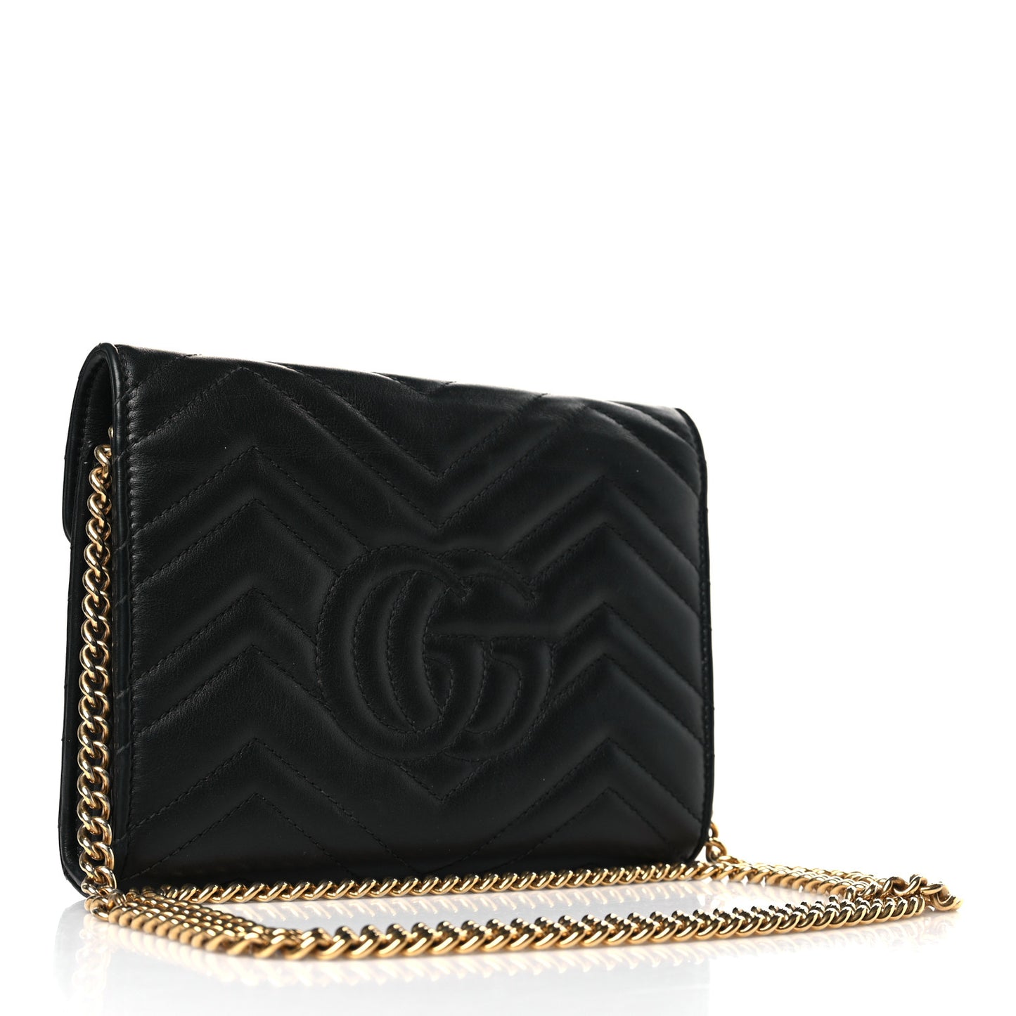 Calfskin Matelasse GG Marmont Chain Wallet Black