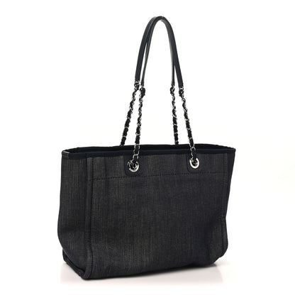 Chanel Denim Small Deauville Tote Dark Blue 3 of 10