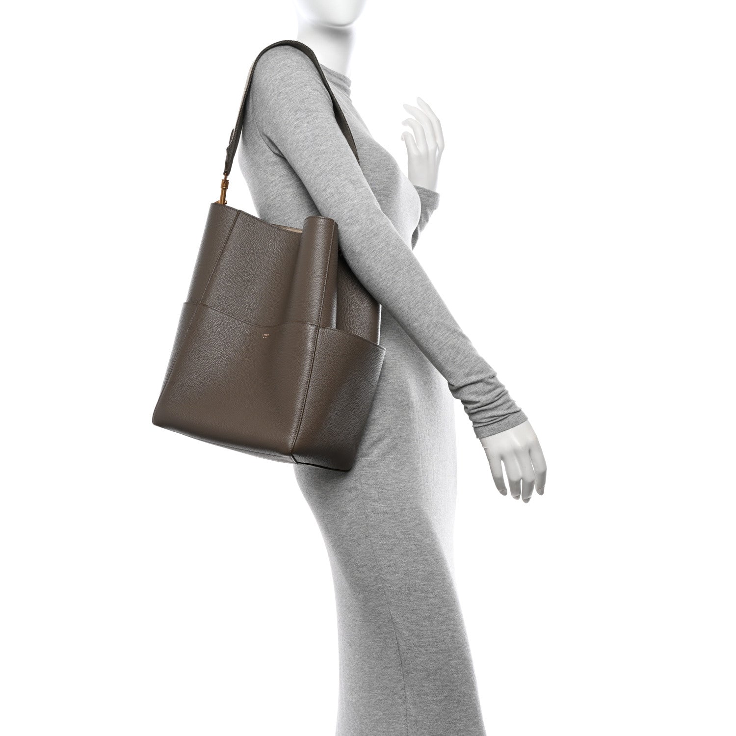 Celine Soft Grained Calfskin Sangle Bucket Bag Taupe 2 of 8