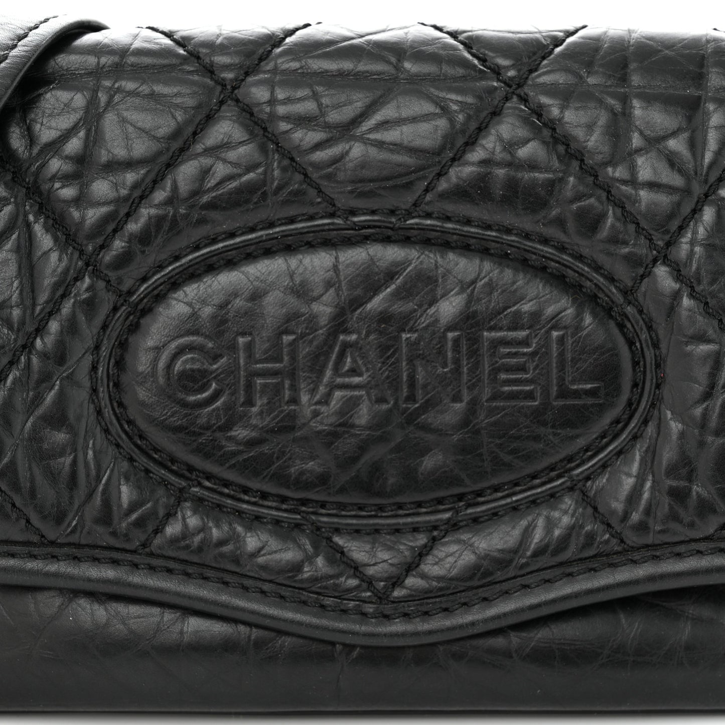 Distressed Lambskin Messenger Flap Bag Black
