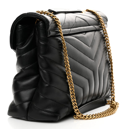 Saint Laurent Calfskin Y Quilted Monogram Medium Loulou Chain Satchel Black 3 of 11