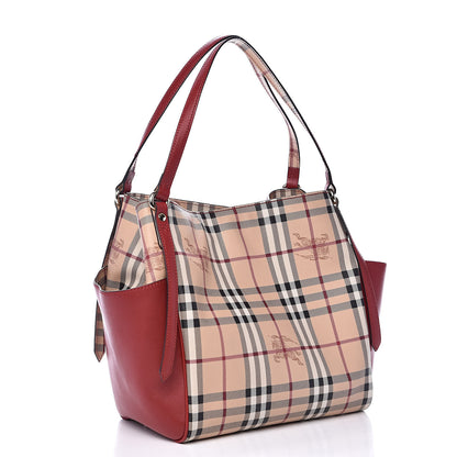 Burberry Haymarket Check Small Canterbury Tote Military Red 3 of 9