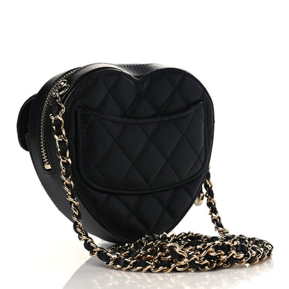 Chanel Lambskin Quilted CC In Love Heart Clutch With Chain Black 3 of 10