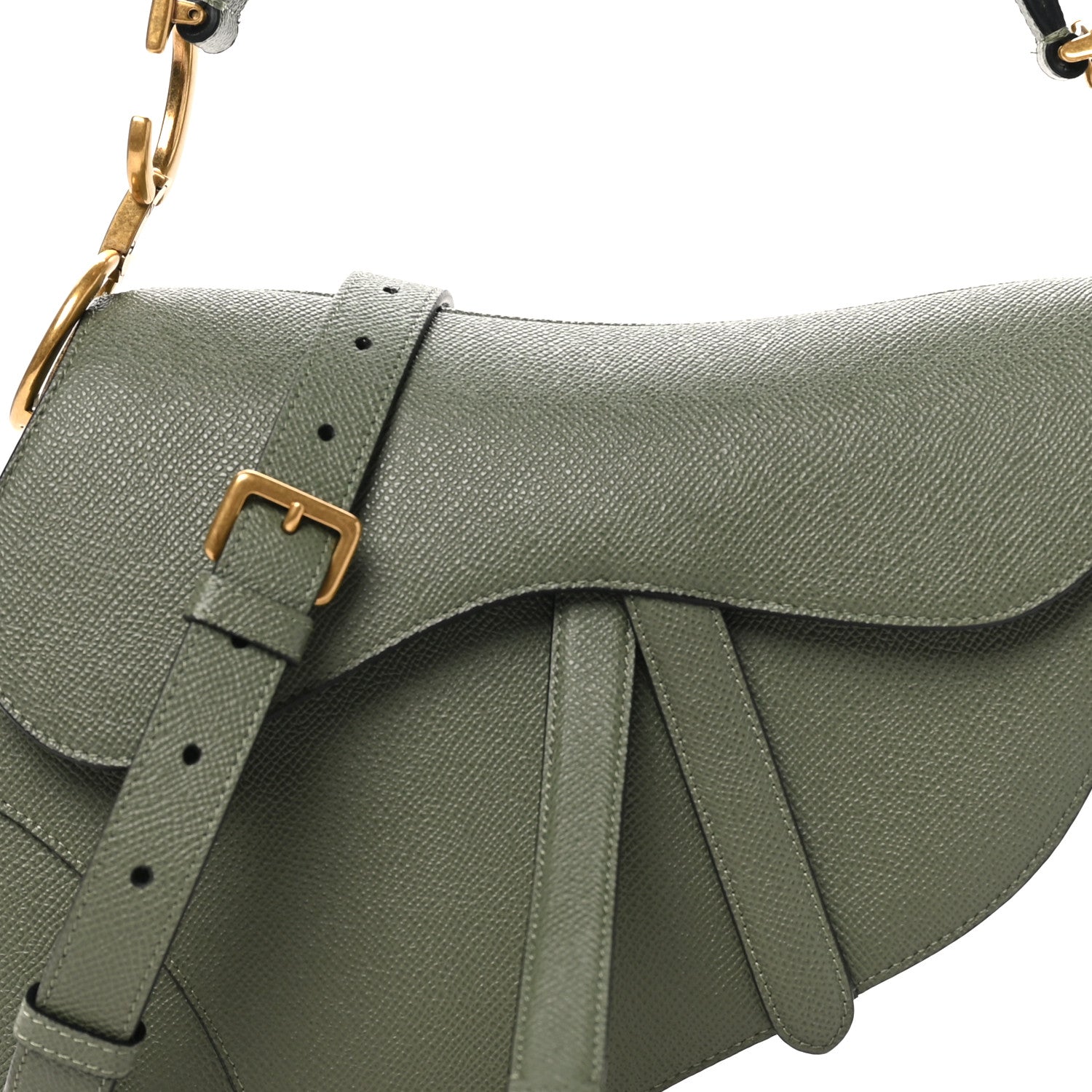 Christian Dior Grained Calfskin Saddle Bag With Strap Sage Green 8 of 10