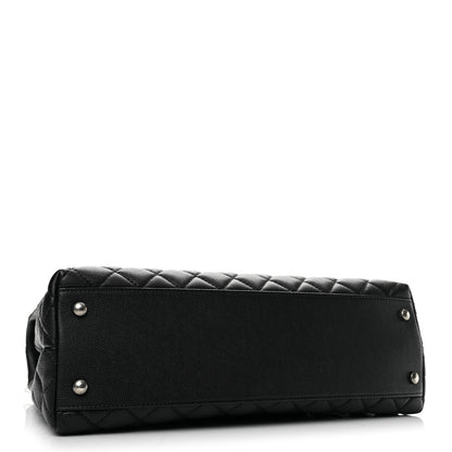 Chanel Caviar Lizard Quilted Medium Coco Handle Flap Black Khaki 4 of 14