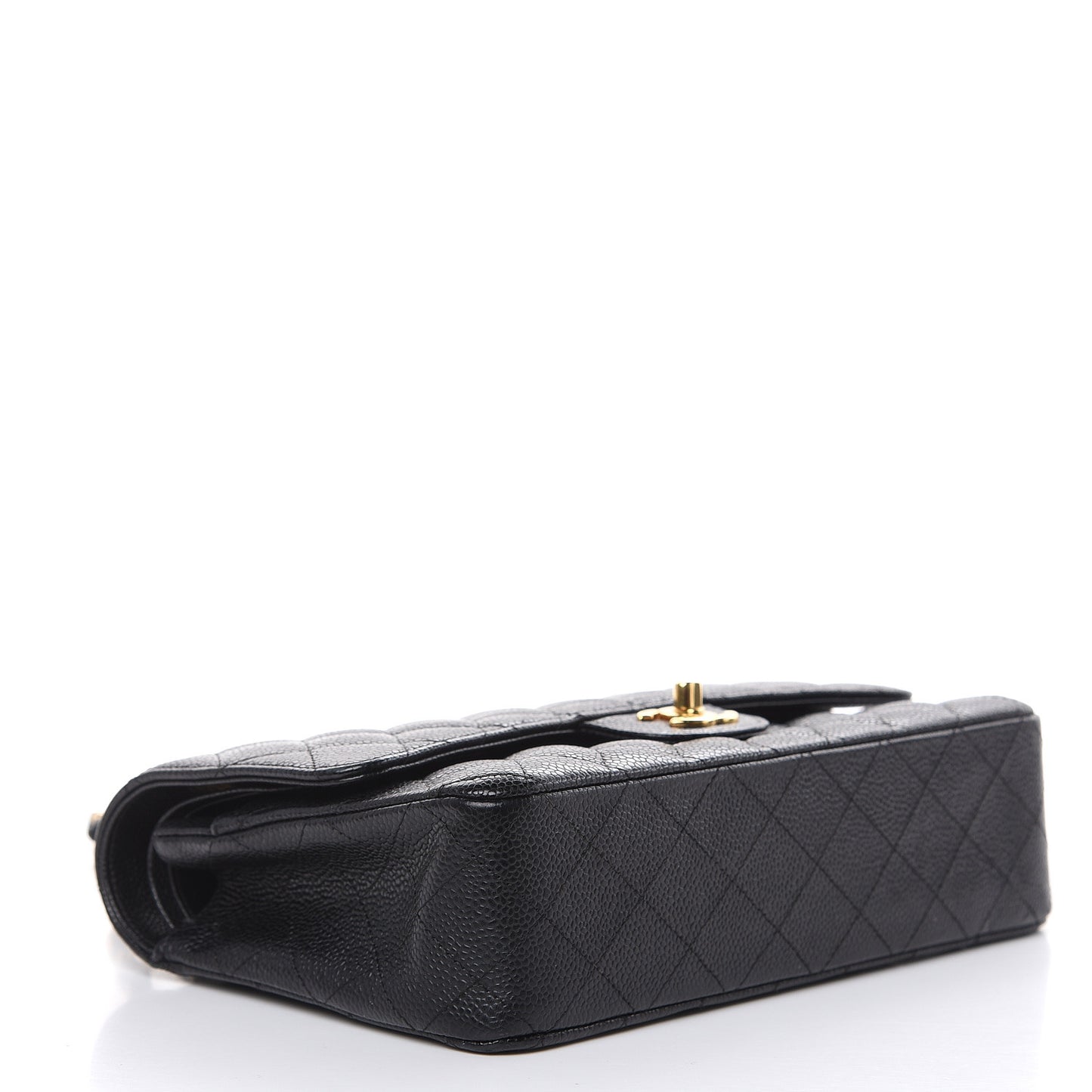 Caviar Quilted Medium Double Flap Black