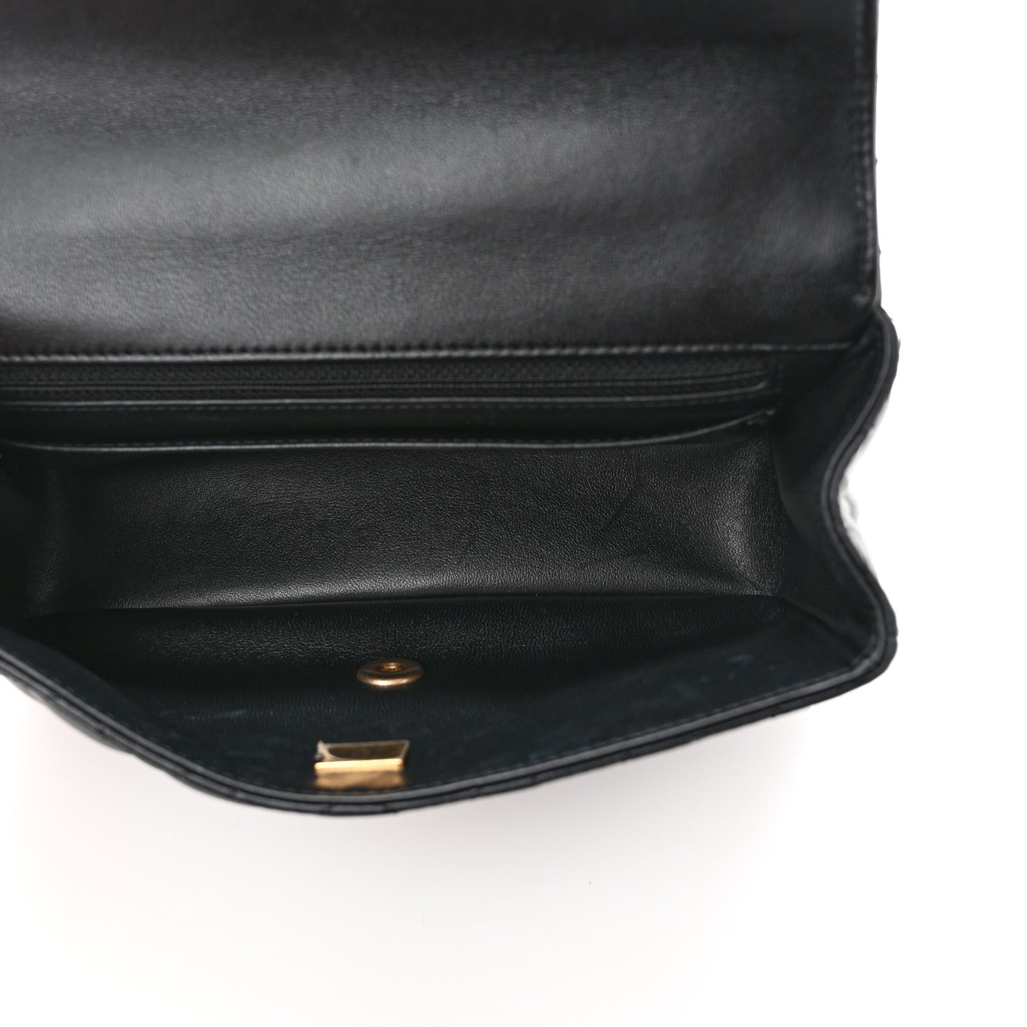 Lambskin Quilted Small Metal Top Handle Flap Black