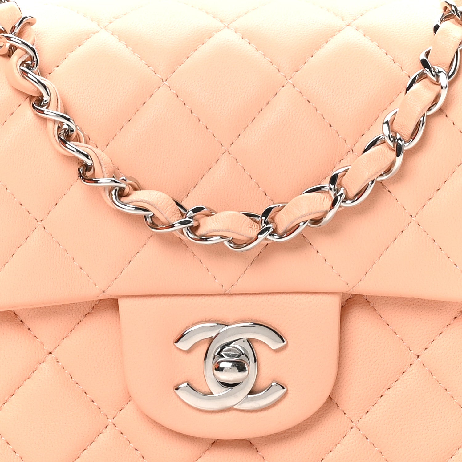 Chanel Lambskin Quilted Mini Rectangular Flap Light Pink 8 of 11