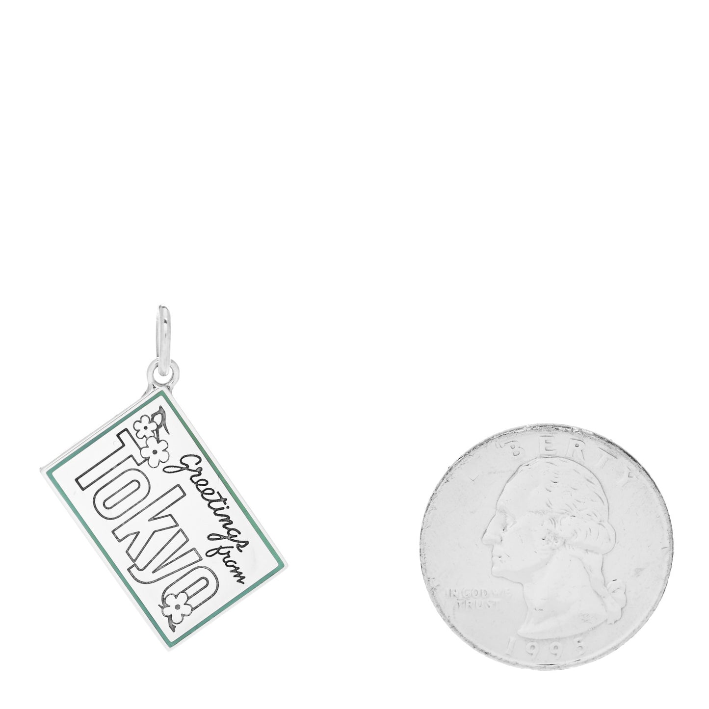 Sterling Silver Enamel Tokyo Postcard Charm Blue