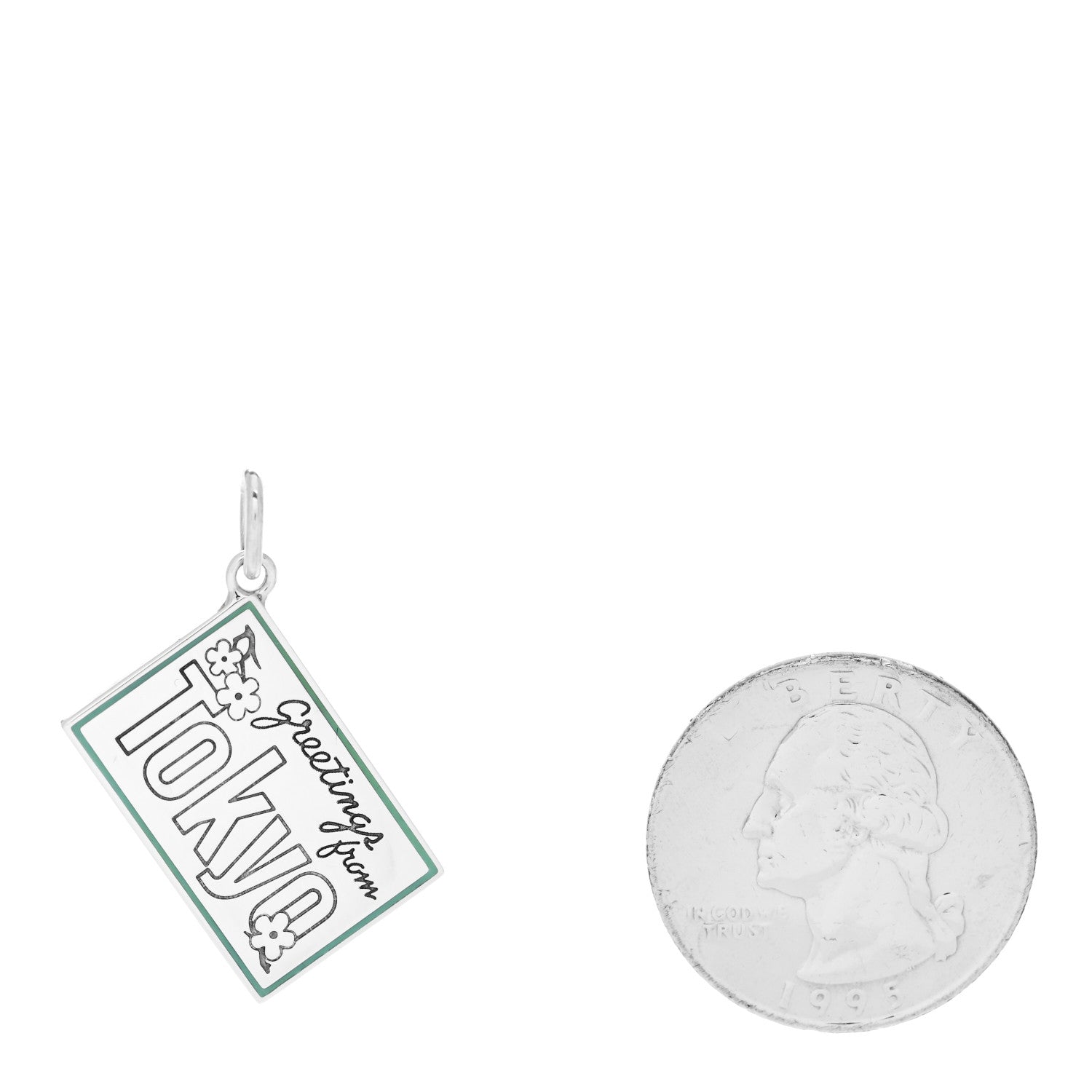 Tiffany Sterling Silver Enamel Tokyo Postcard Charm Blue 2 of 5