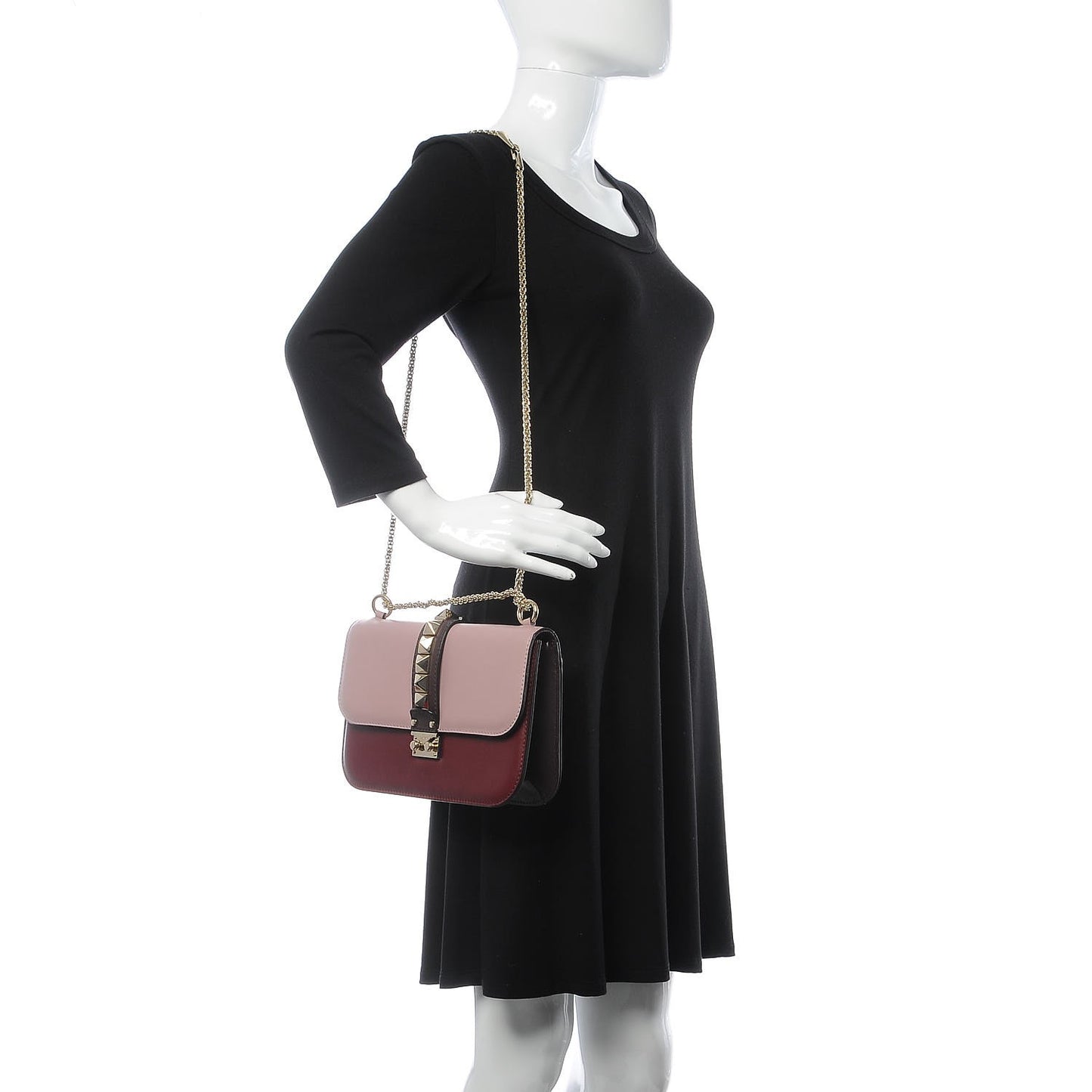 Vitello Medium Glam Lock Rockstud Flap Rubin Water Rose Marine