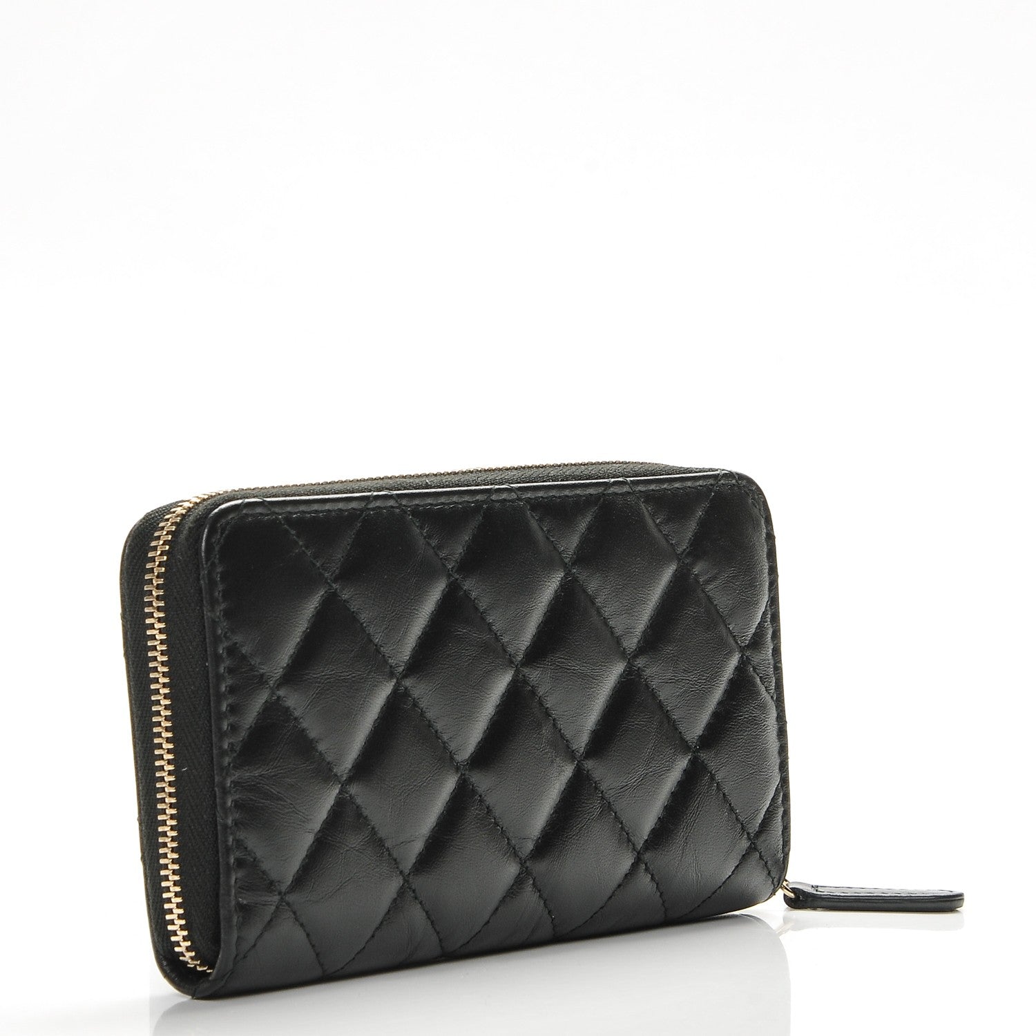 Chanel Aged Calfskin Quilted Small Lucky Charms 2.55 Reissue Zip Around Wallet Black 3 of 9