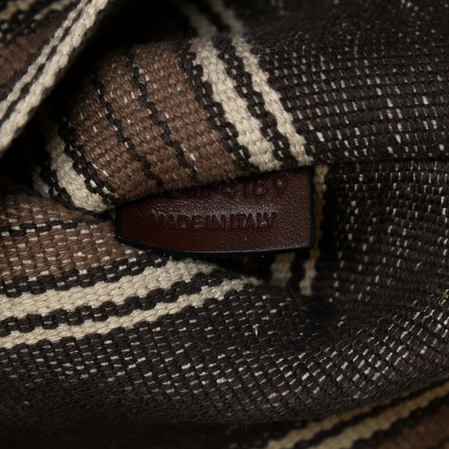 Canvas Calfskin Jacquard Vertical Cabas Grey Brown