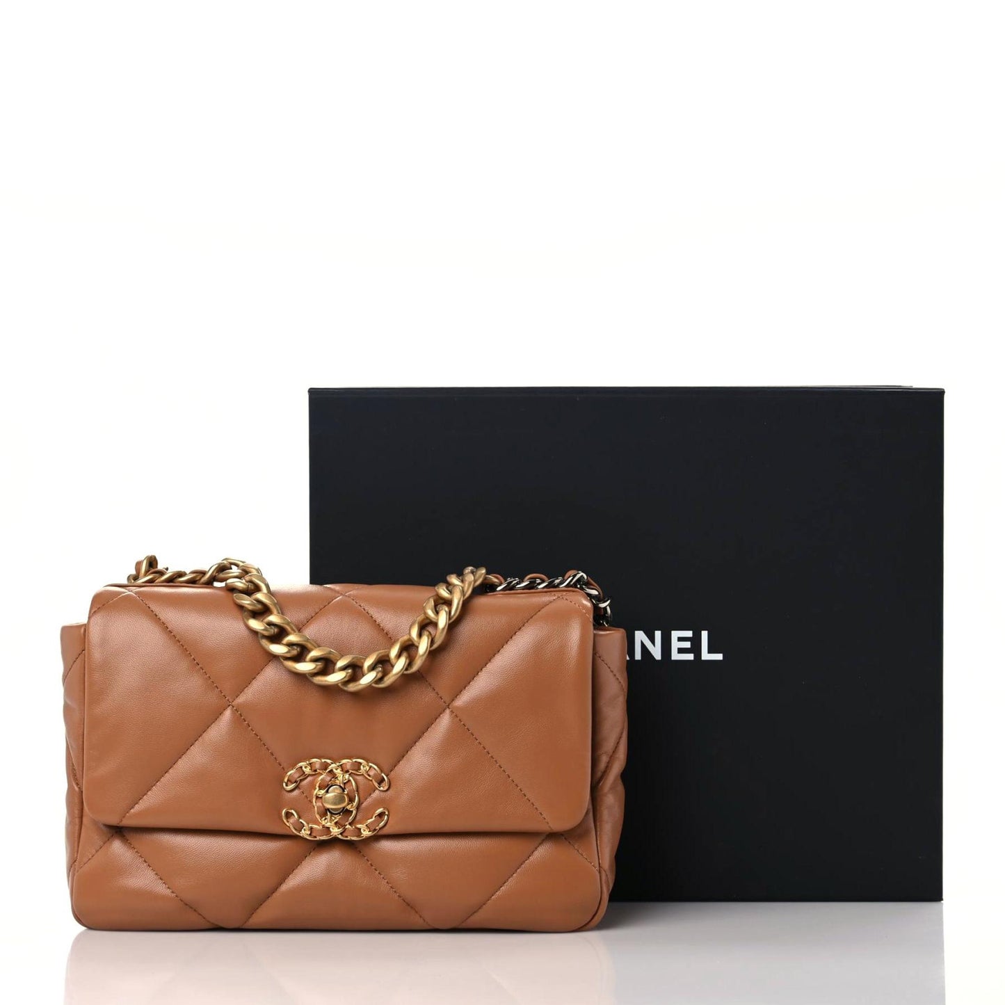 Lambskin Quilted Medium Chanel 19 Flap Brown