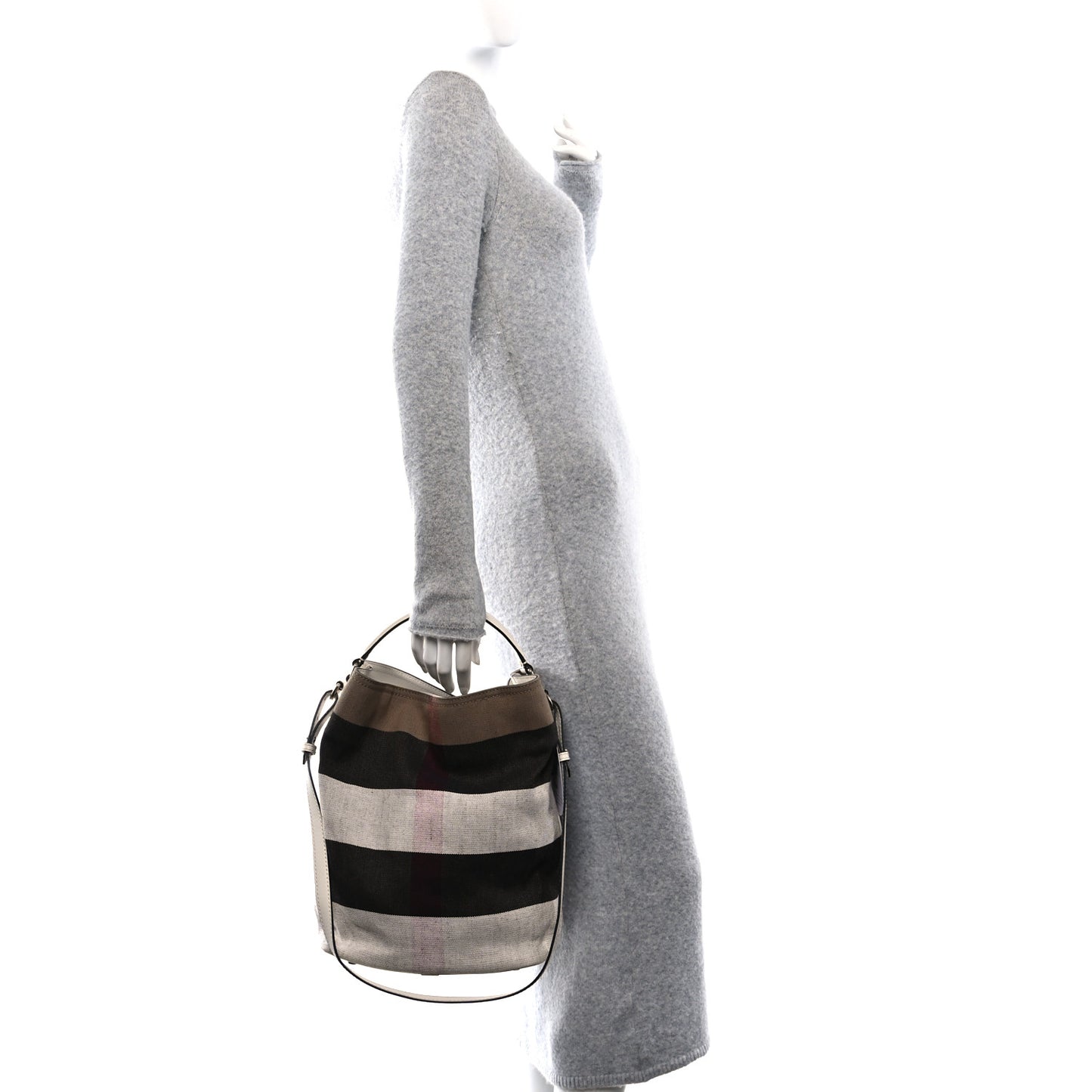 Canvas Mega Check Medium Susanna Hobo White