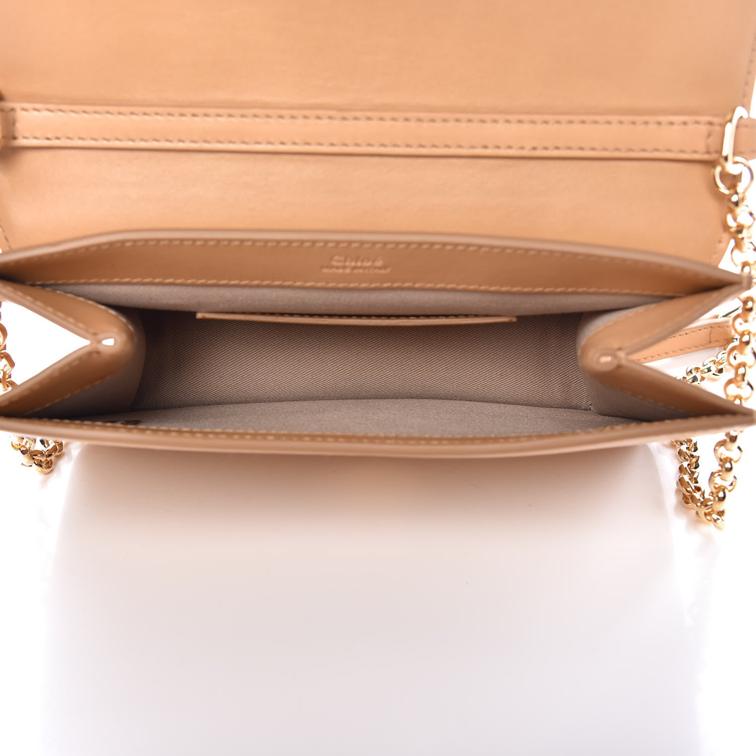 Chloe Calfskin Suede C Clutch With Chain Bleached Brown 5 of 7