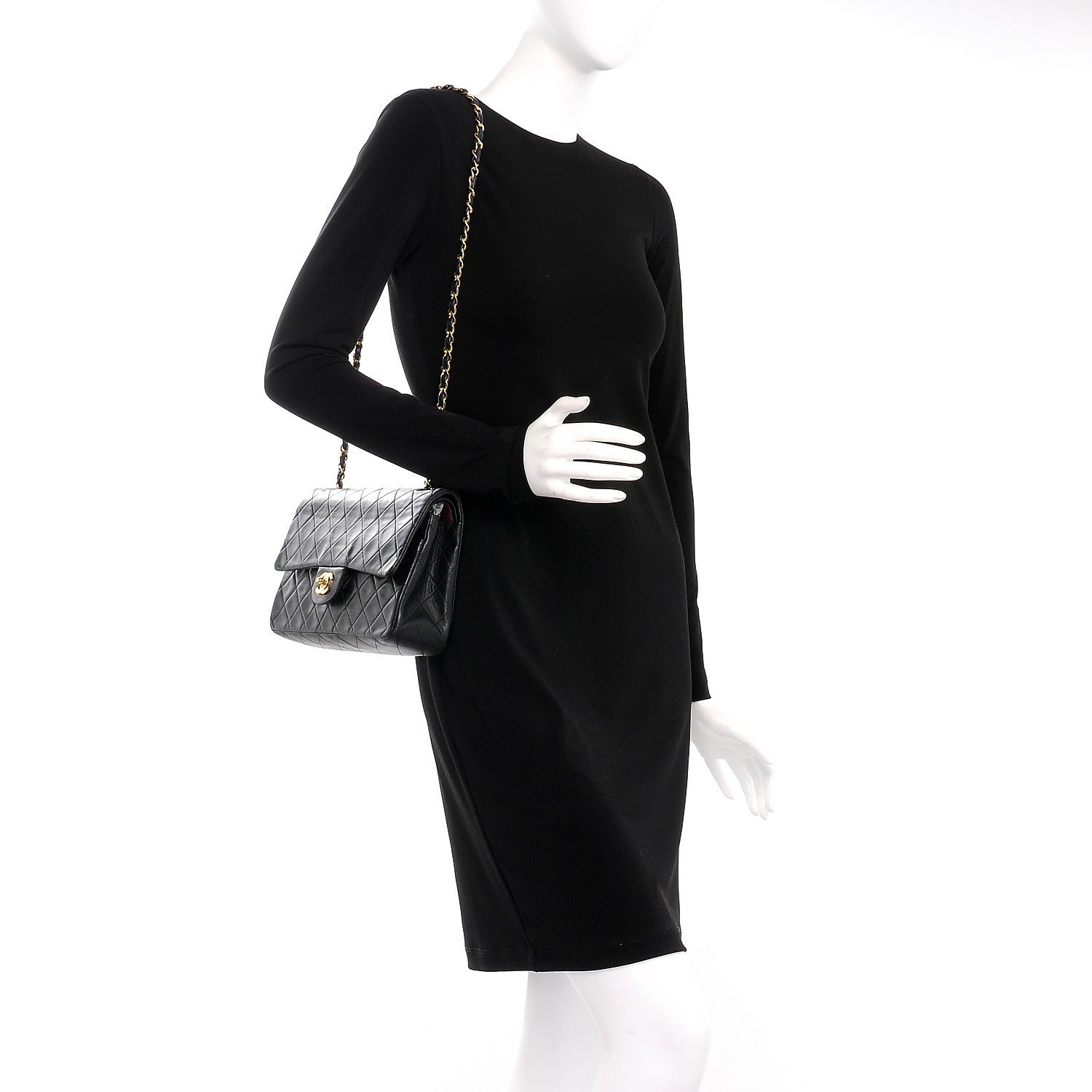 Chanel Lambskin Quilted Medium Double Flap Black 2 of 12