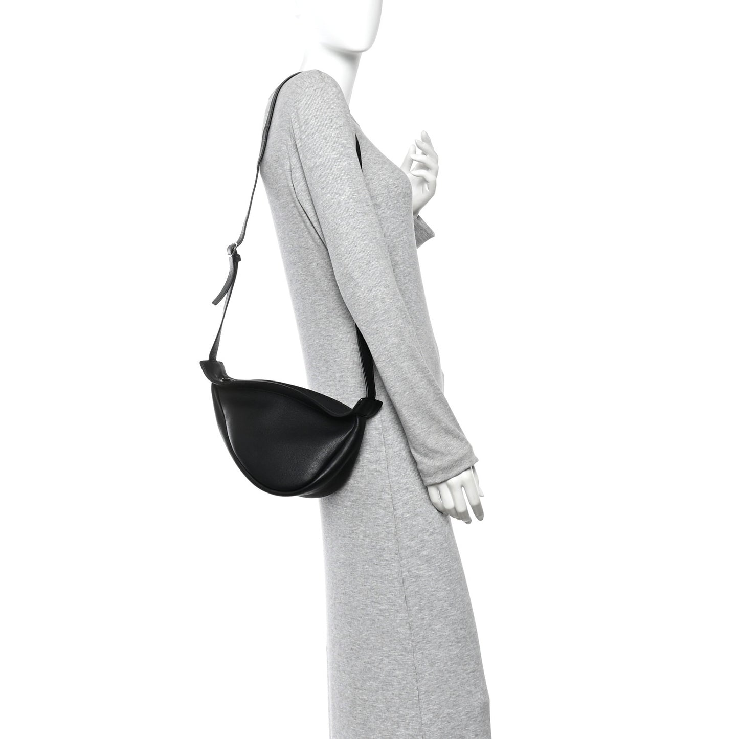 Grained Calfskin Small Slouchy Banana Bag Black