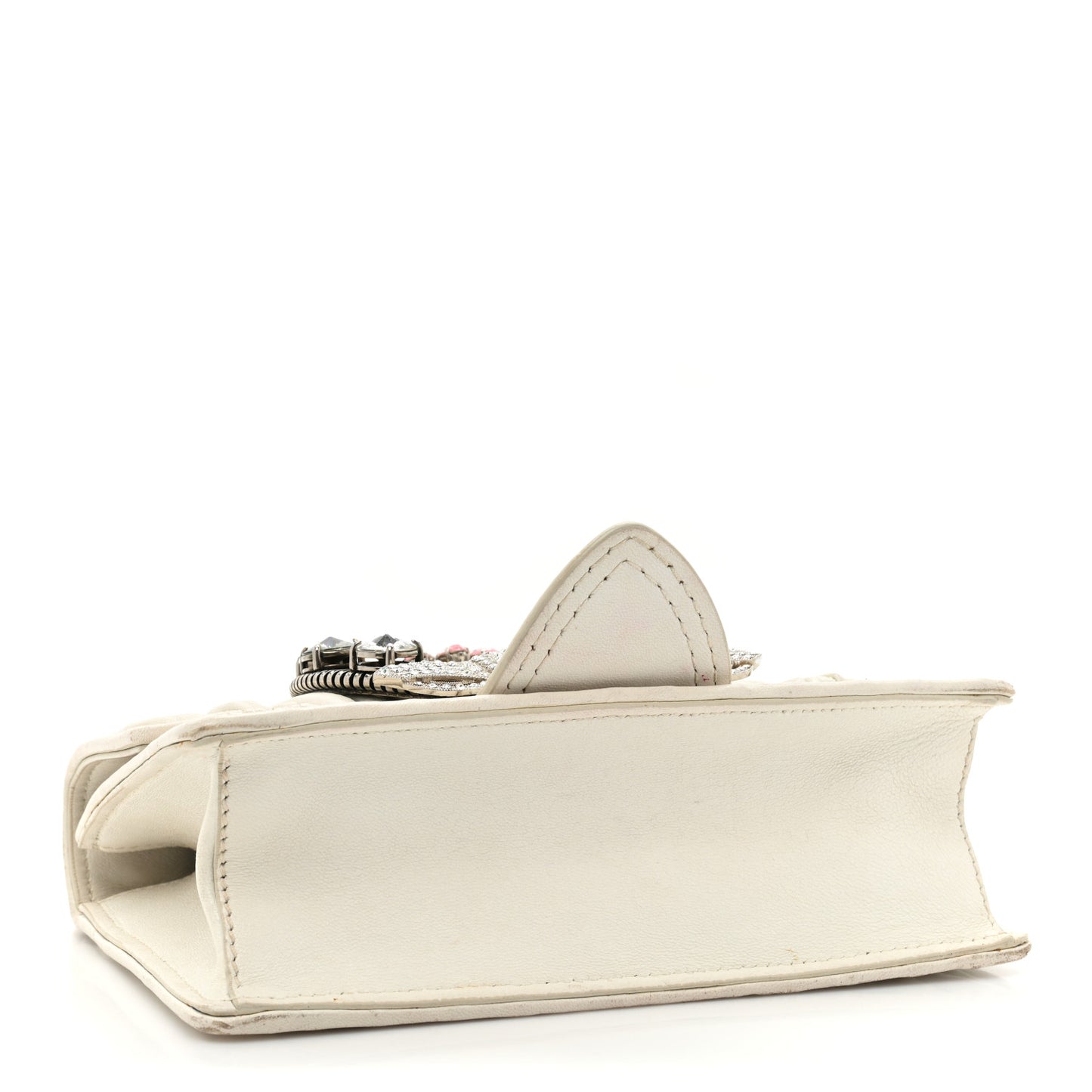 Nappa Matelasse Crystal Embellished Lady Shoulder Bag White
