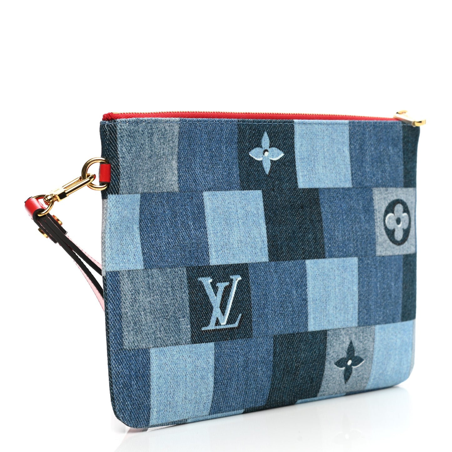Denim Monogram Patchwork City Pouch Blue Rouge