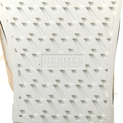 Hermes Calfskin Woolskin Dare Sneakers 37.5 White Ecru 6 of 9