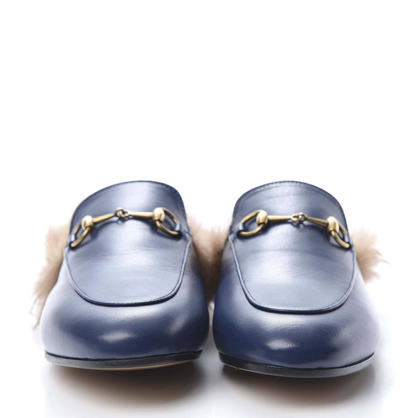 Malaga Kid Fur Womens Princetown Slippers 38.5 Blue Agata