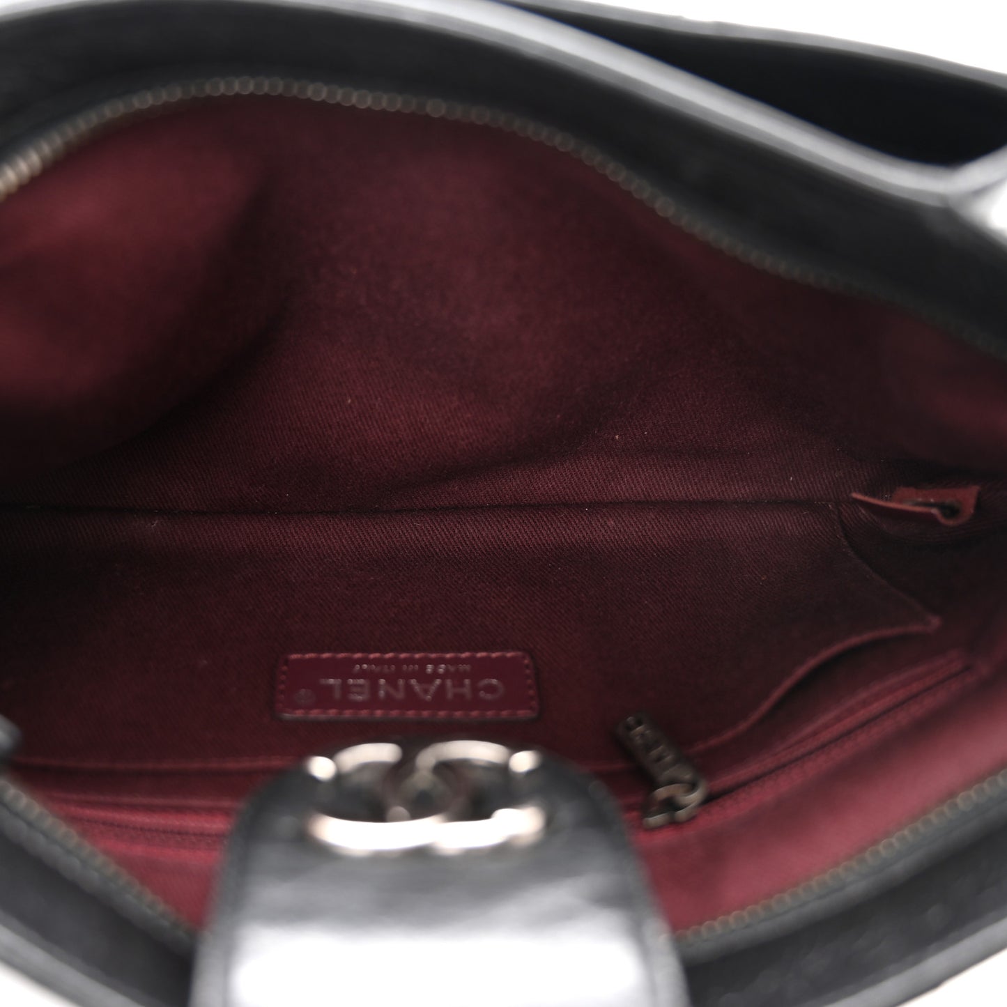 Aged Calfskin Quilted Zip Clutch Black