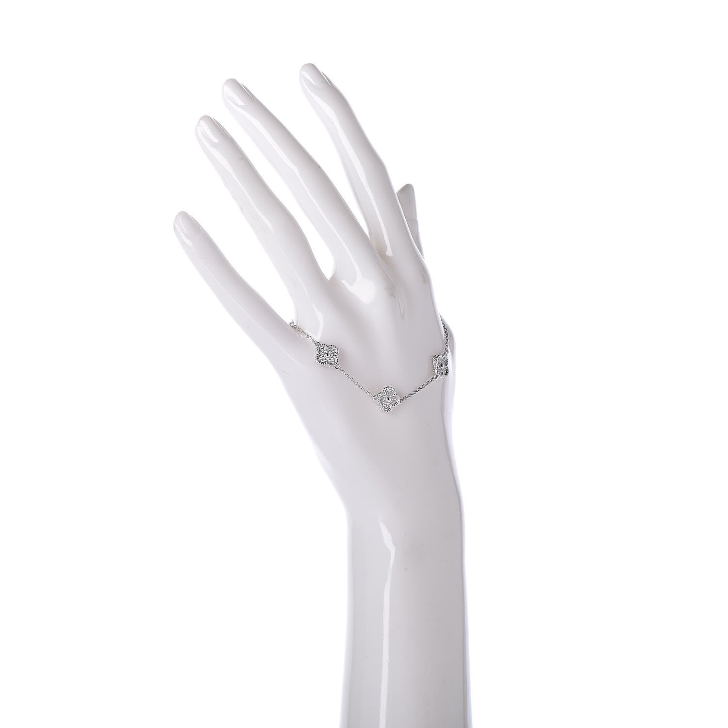 Van Cleef & Arpels 18K White Gold Diamond 6 Motifs Sweet Alhambra Bracelet 2 of 7