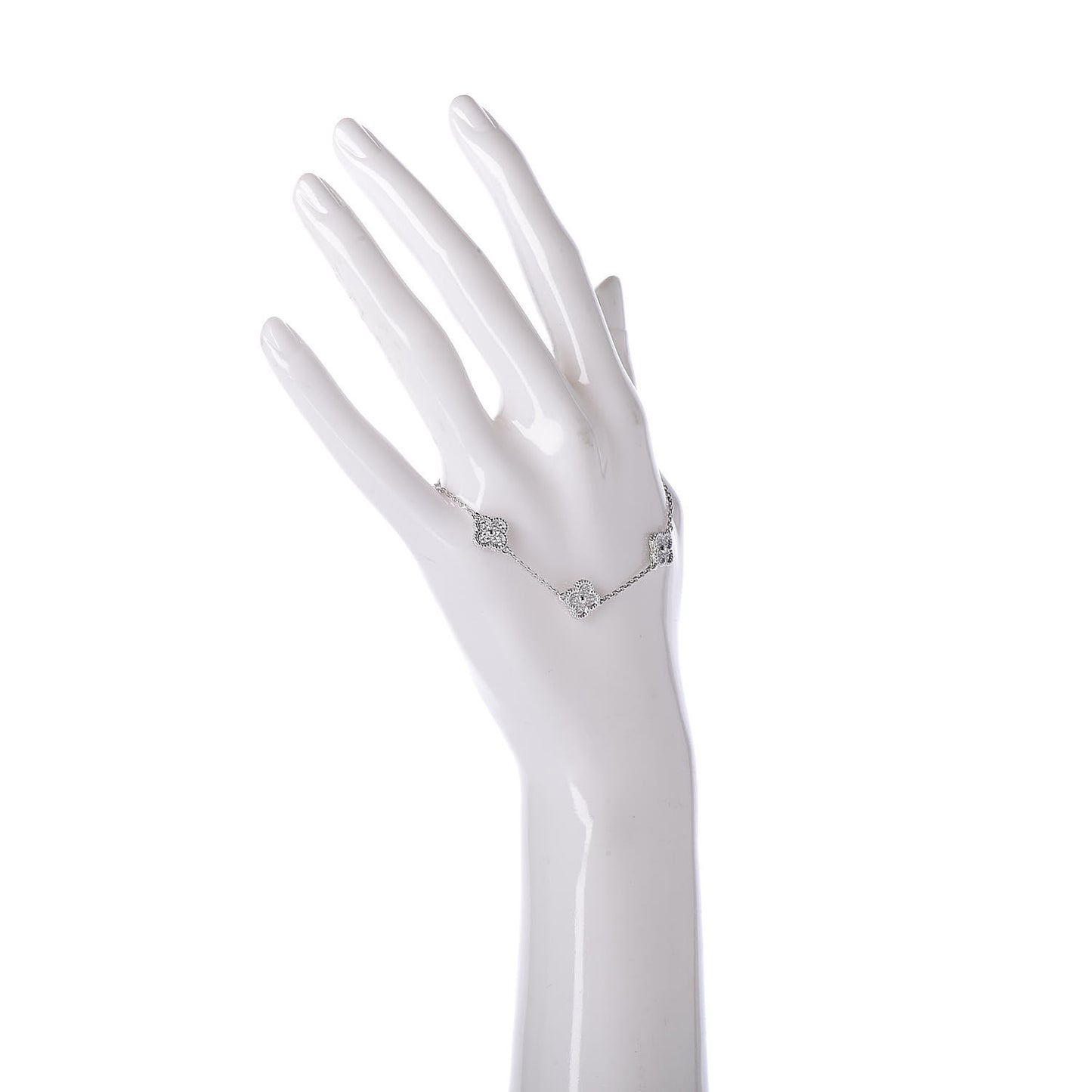 18K White Gold Diamond 6 Motifs Sweet Alhambra Bracelet