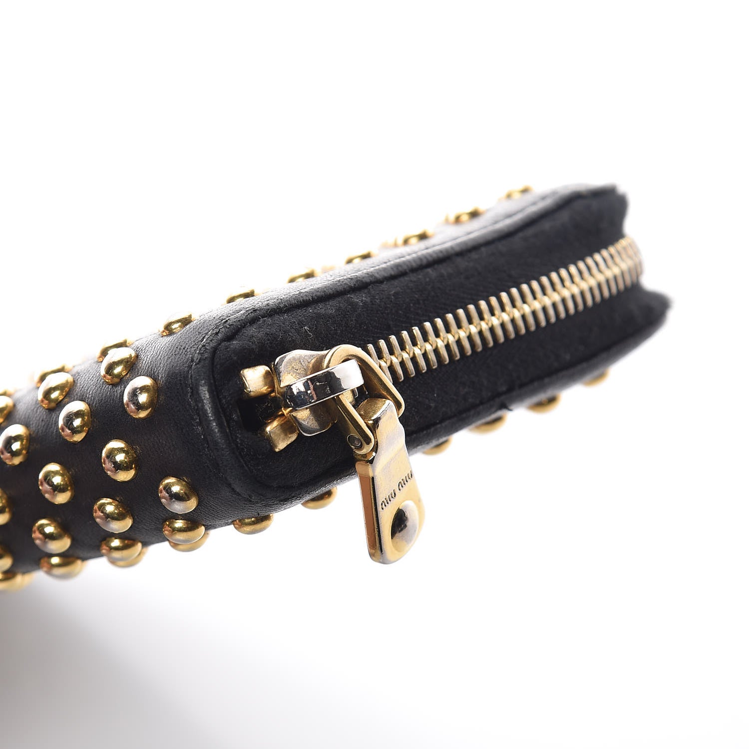 Miu Miu Nappa Metal Studded Zip Around Wallet Black 5 of 8