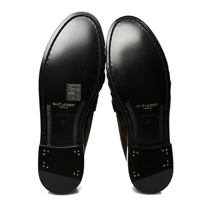 Saint Laurent Suede Le Loafer 15 Penny Slippers 37 Dark Chocolate 6 of 10