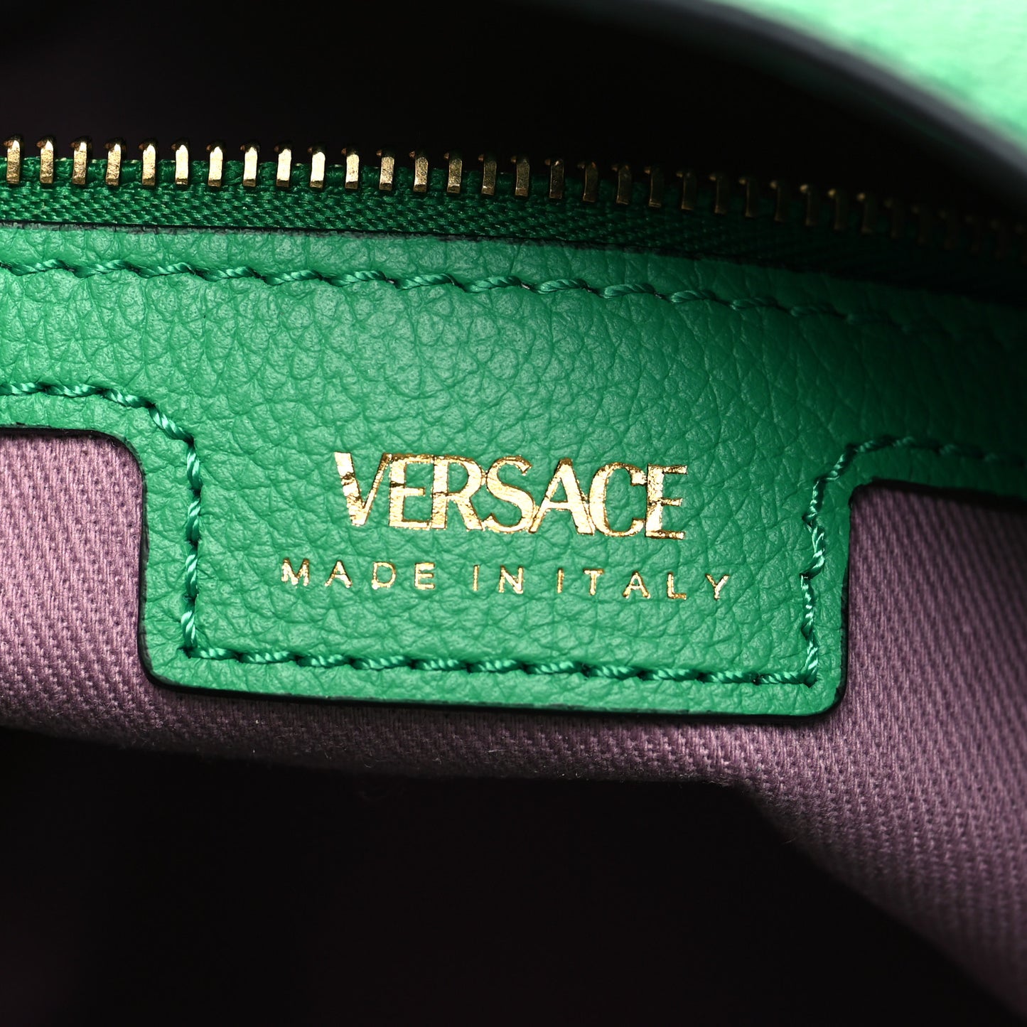 Grained Calfskin La Medusa Bucket Bag Green